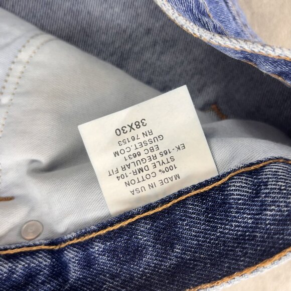 Diamond Gusset Jeans Mens 38x30 Blue Regular Fit Denim Made USA Workwear Classic - Picture 12 of 16